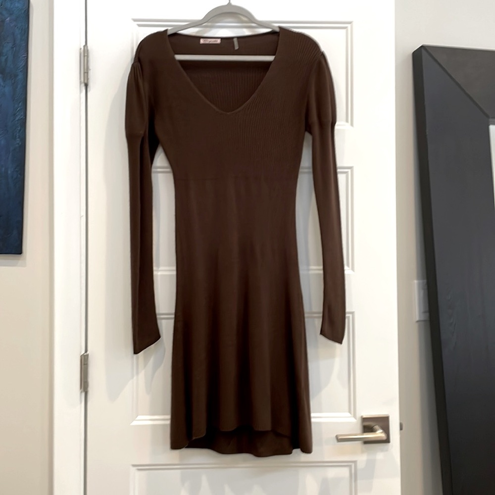 Coquette Sweater Dress Brown Size Large